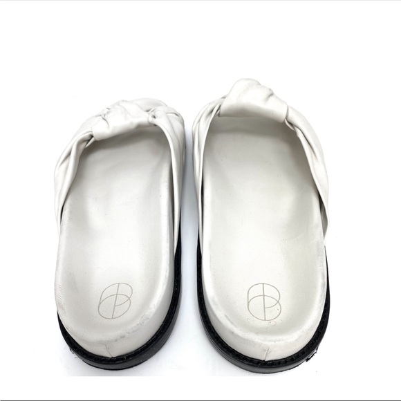Porte & Paire Knotted Leather Slide Sandals in Chalk White Size 8.5 - Picture 7 of 9
